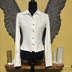 We The Free White Button-Up Top